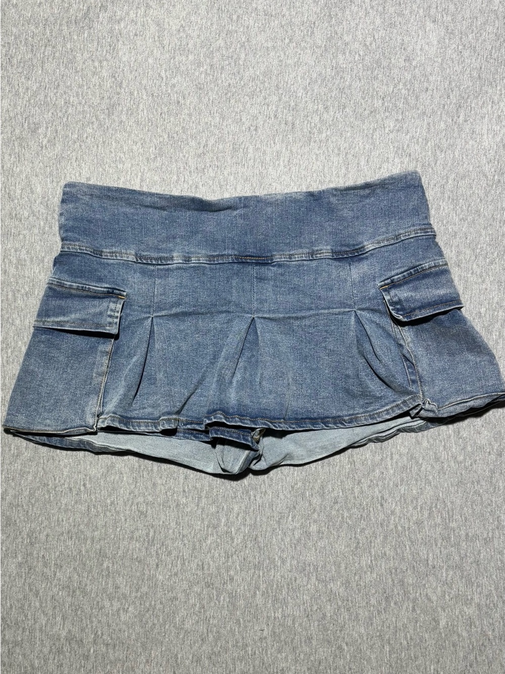 Almost Famous Women’s Light Blue Denim Mini Skort Size L
